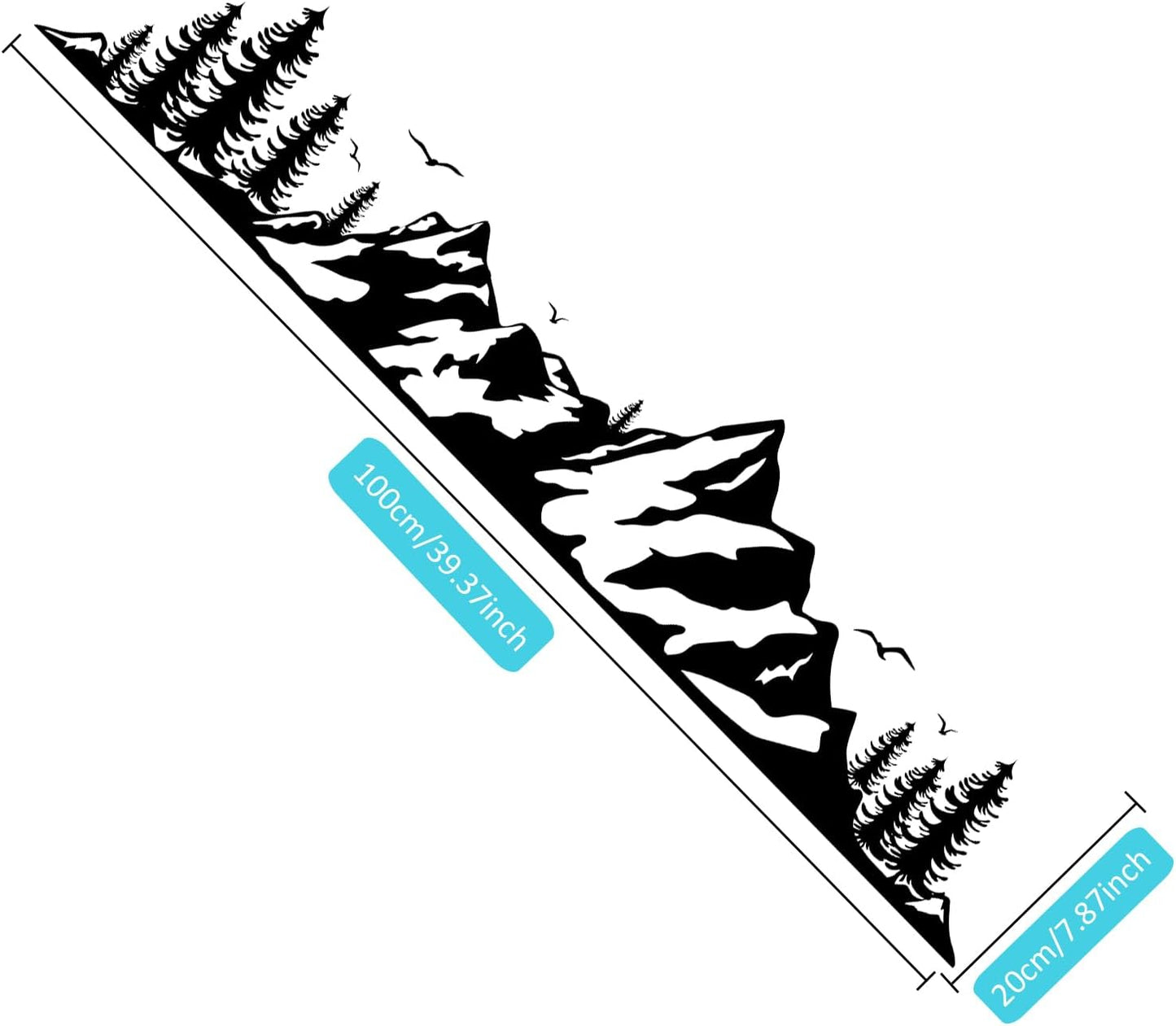 Mountain Car Decals, Cool Auto Stickers Waterproof Vinyl Hood Decal Forest Car Window Stickers Auto Graphics Body Side Door Trunk Decoration for Racing Car SUV Truck Off-Road Vehicle RV, Black Right