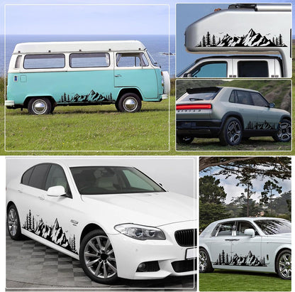 Mountain Car Decals, Cool Auto Stickers Waterproof Vinyl Hood Decal Forest Car Window Stickers Auto Graphics Body Side Door Trunk Decoration for Racing Car SUV Truck Off-Road Vehicle RV, Black Right