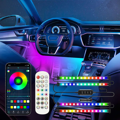 Upgraded Muliticolor Interior Car Lights, App Control RGBIC Smart Car Lights, 16 Million Color Option Car LED Lights, DIY Mode, Multiple Scene Options Car LED Lights for Cars, Trucks, Suvs