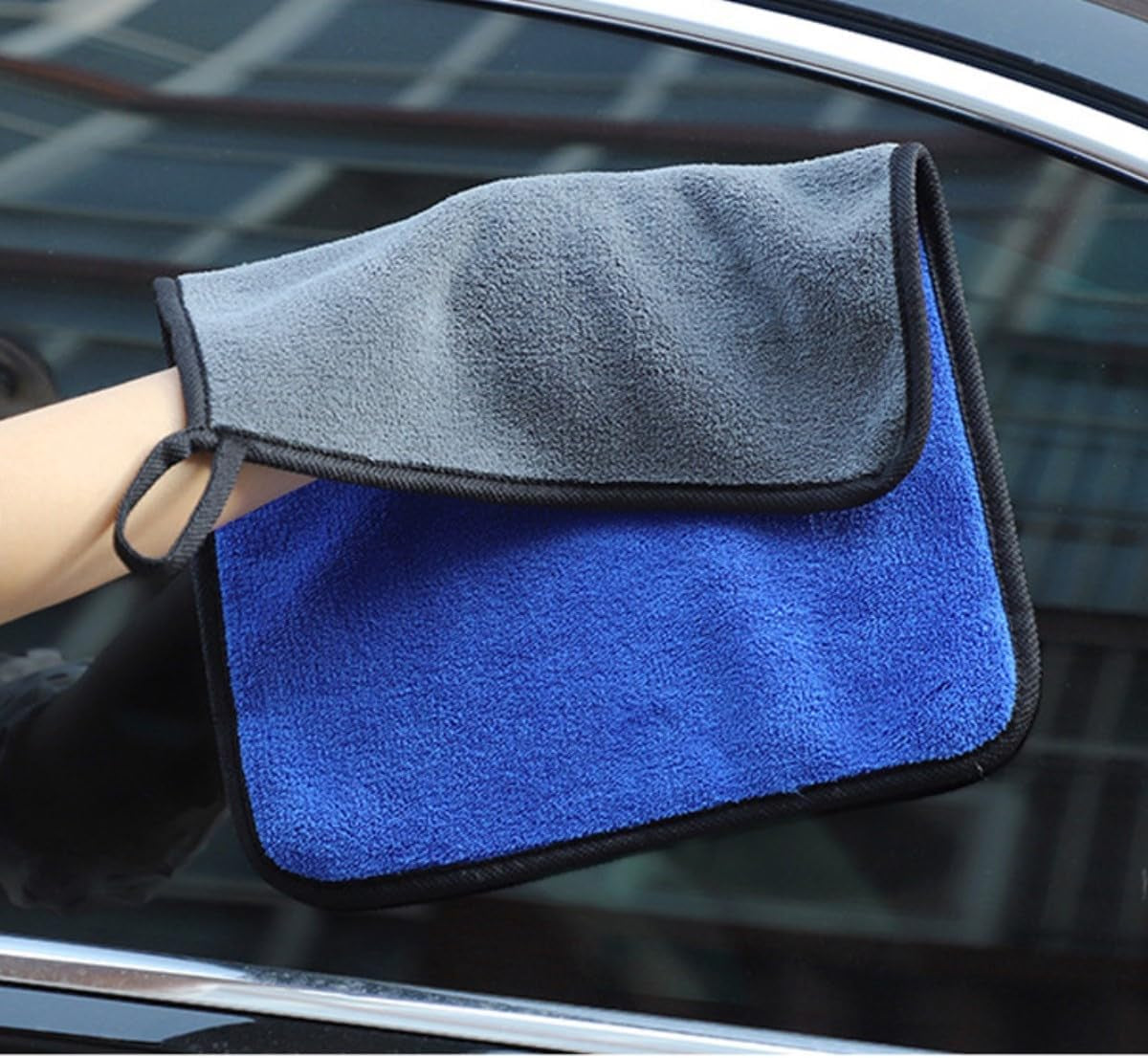 Microfiber Drying Towel - 20'' X 40'' (400GSM) - Extra Large Car Drying Cloth - 50CM*100CM - Blue Grey