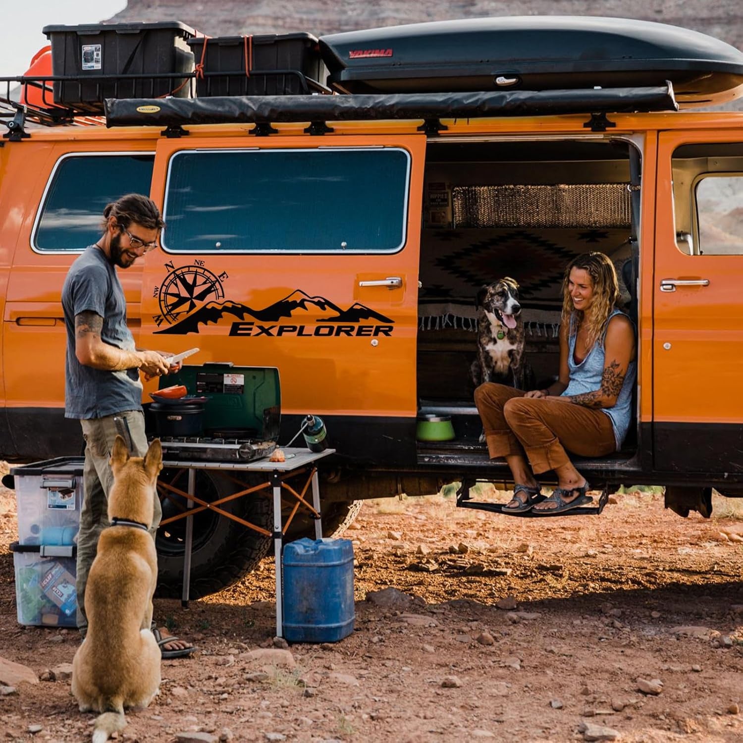 Car Decals Mountain Compass, Cool Auto Stickers Waterproof Vinyl Hood Decal Car Window Stickers Auto Graphics Body Side Door Trunk Decoration for Racing Car SUV Truck Off-Road Vehicle Jeep RV, Left