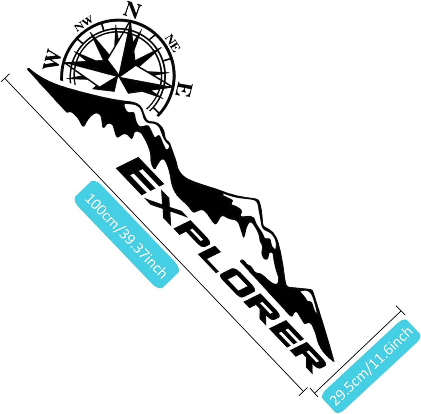 Car Decals Mountain Compass, Cool Auto Stickers Waterproof Vinyl Hood Decal Car Window Stickers Auto Graphics Body Side Door Trunk Decoration for Racing Car SUV Truck Off-Road Vehicle Jeep RV, Left