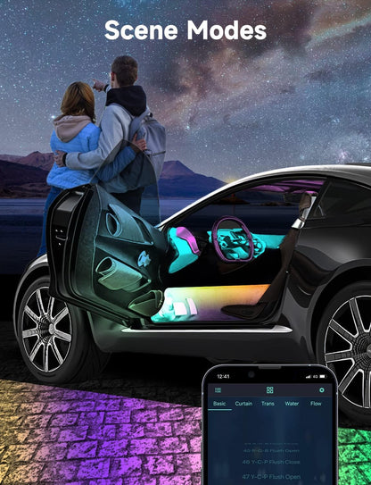 Upgraded Muliticolor Interior Car Lights, App Control RGBIC Smart Car Lights, 16 Million Color Option Car LED Lights, DIY Mode, Multiple Scene Options Car LED Lights for Cars, Trucks, Suvs
