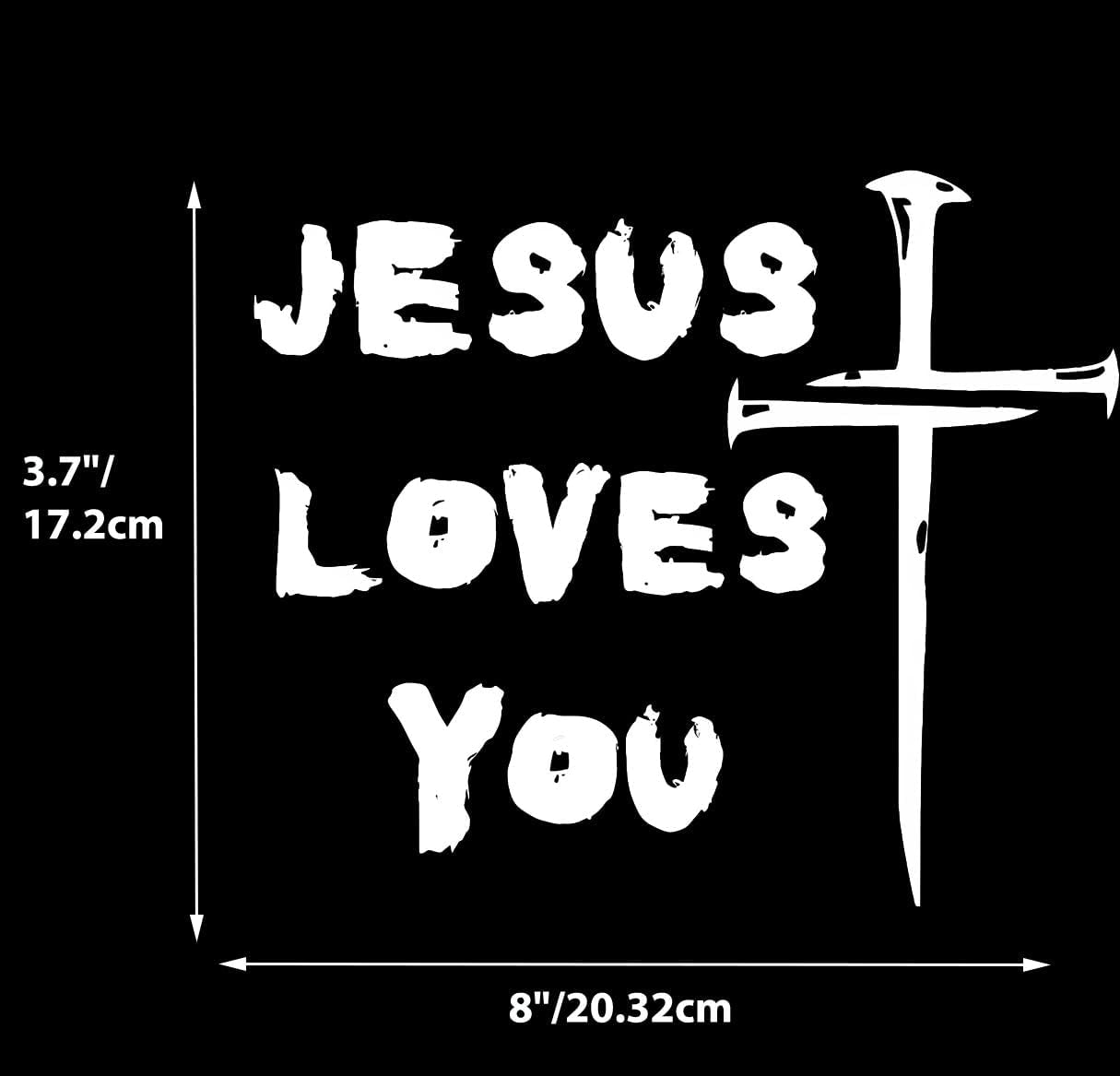 Jesus Loves You Jesus Cross Sticker Christian Car Sticker Window Bumper Decal Sticker Suitable for Car Truck Door Laptop (White)