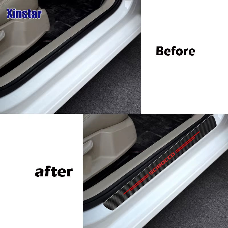 2X Car Protector Door Sill Stickers for VW Volkswagen SCIROCCO Auto Accessories