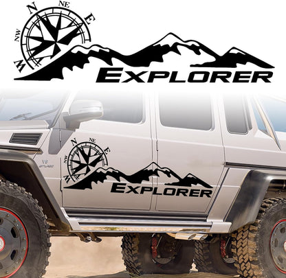 Car Decals Mountain Compass, Cool Auto Stickers Waterproof Vinyl Hood Decal Car Window Stickers Auto Graphics Body Side Door Trunk Decoration for Racing Car SUV Truck Off-Road Vehicle Jeep RV, Left