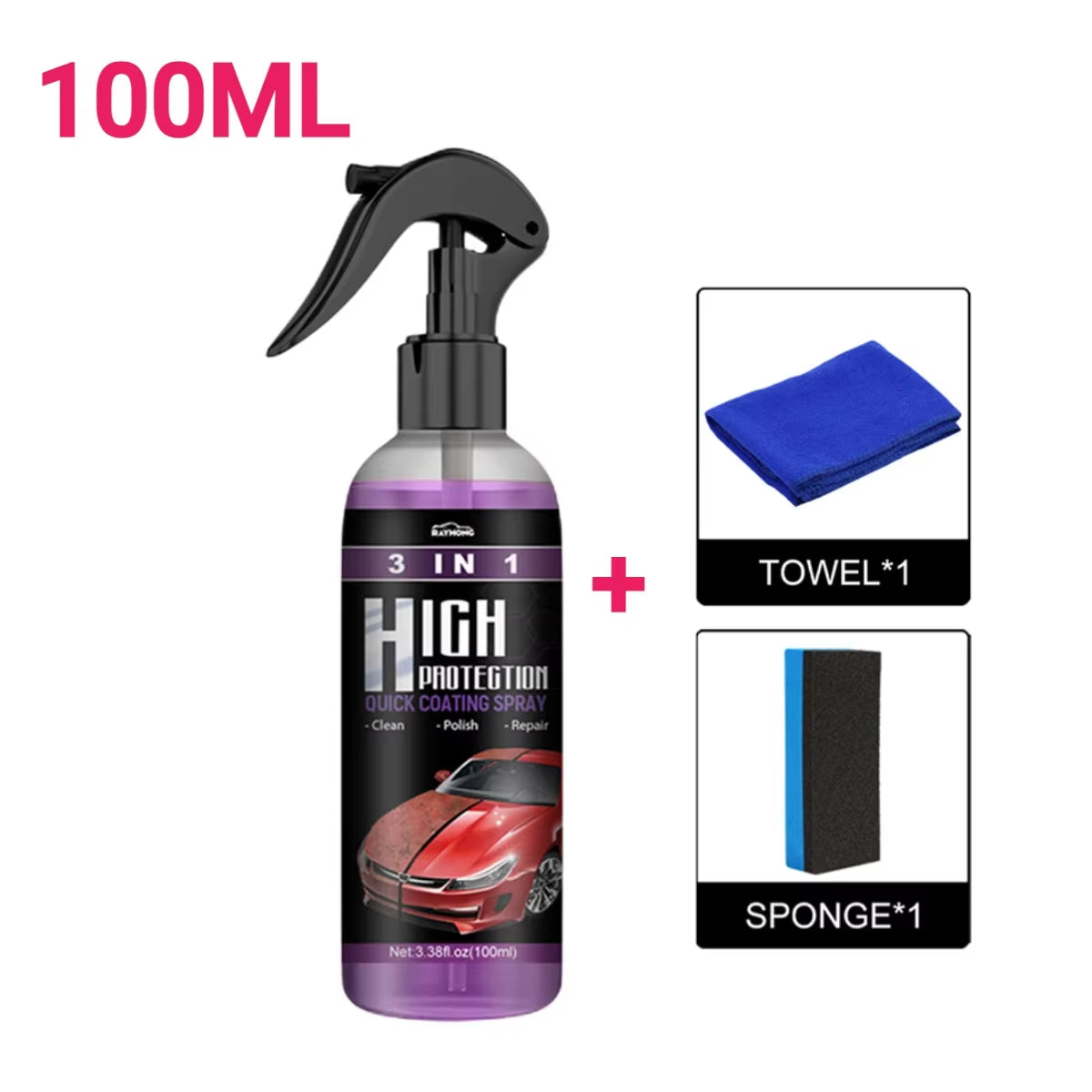 3In1 Quick Coating Spray 100ML High Protection Shine Armor Ceramic Car Wash Car Shield Coating Cleaning Nano Polishing Paint Wax