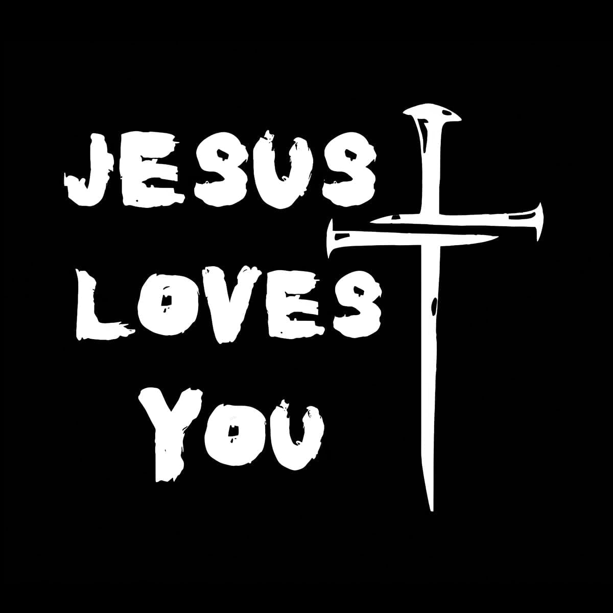 Jesus Loves You Jesus Cross Sticker Christian Car Sticker Window Bumper Decal Sticker Suitable for Car Truck Door Laptop (White)