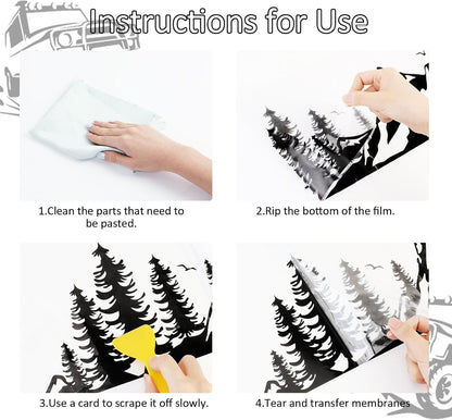 Mountain Car Decals, Cool Auto Stickers Waterproof Vinyl Hood Decal Forest Car Window Stickers Auto Graphics Body Side Door Trunk Decoration for Racing Car SUV Truck Off-Road Vehicle RV, Black Right