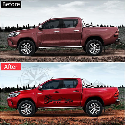 Car Decals Mountain Compass, Cool Auto Stickers Waterproof Vinyl Hood Decal Car Window Stickers Auto Graphics Body Side Door Trunk Decoration for Racing Car SUV Truck Off-Road Vehicle Jeep RV, Left